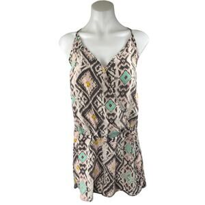 Rory Beca 100% Silk Printed Sleeveless Cami Camisole Wrap Jumpsuit Romper Size M